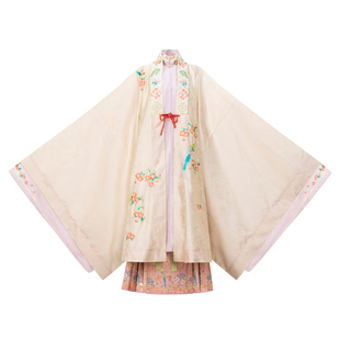 花朝记｜花间灵玑鹦鹉｜晚明汉服披风立领大襟袄马面裙绣花传统春