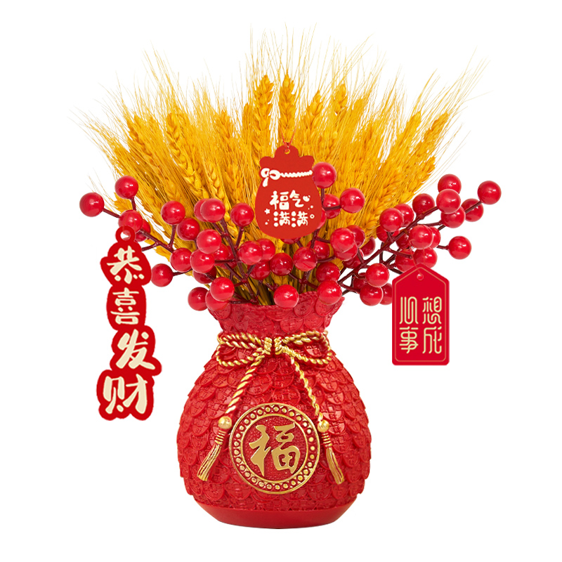 黄金麦穗装饰摆件仿真假花客厅餐桌干花大麦花束插花乔迁结婚开业