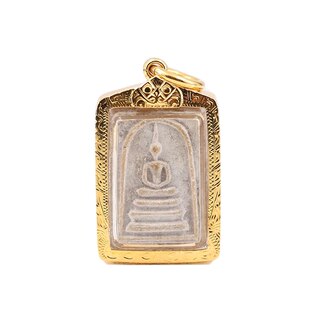 泰国特色佛牌龙婆培2510年一喷小模 金壳萨马空鉴定卡真品