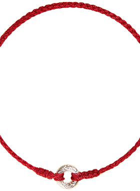 平安扣纯银红绳编织手链本命年