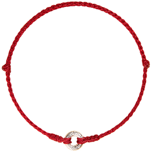 普陀山贺福缘s925纯银平安扣红绳手链本命年护身符红色吉祥物手绳