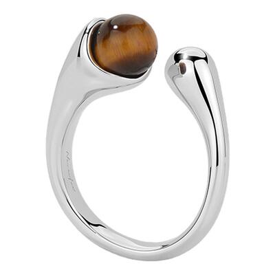 Neverfar Essential·秋冬系列虎眼石岩纹窄口椭圆开口戒指女可调