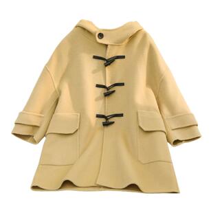 2025新款羊毛双面羊绒大衣男童女童儿童牛角扣呢外套冬季中大童