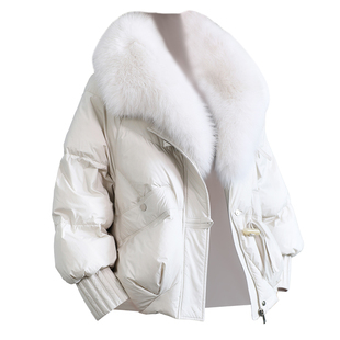 进口狐狸毛领大衣女2025冬高端奢华正品保暖鹅绒羽绒服真皮草外套