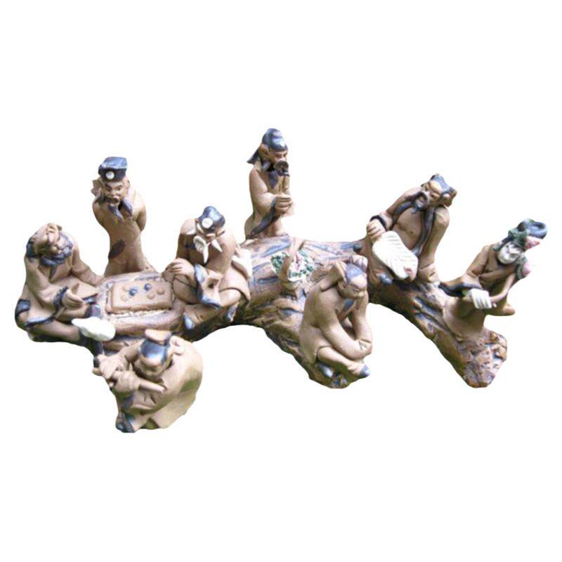 吸水石上水假山盆景树枝八仙摆件