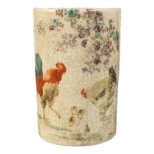 仿大清光绪年制粉彩山水小笔筒仿古瓷器老货旧货摆件古玩收藏摆件