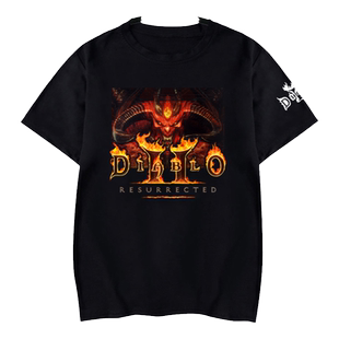 暗黑破坏神2重制版游戏周边迪亚波罗短袖T恤衫男女纯棉半截袖体恤