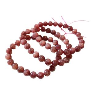 最近爆火的 天然车厘子色草莓晶圆珠手链 带猫眼 女款水晶饰品礼