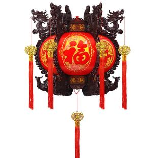 2026新中式仿古旋转龙灯七彩LED宫灯阳台新年春节装饰灯笼一对