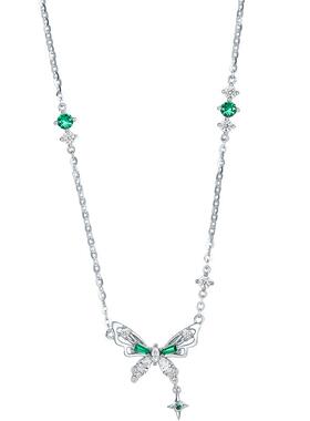 周六福项链女蝴蝶链坠S925银高级感轻奢小众送女友节日礼物