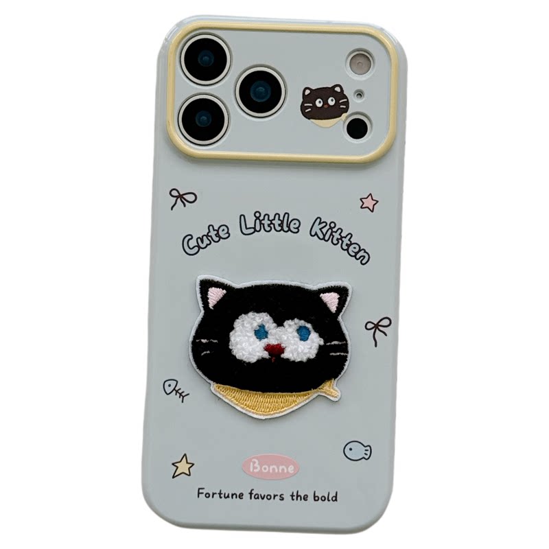 MoreRex秋冬可爱猫咪小猪卡通刺绣适用苹果18手机壳iphone17promax新款16pro超好看15防摔保护套14全包17女款