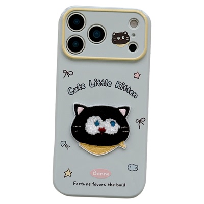 MoreRex秋冬可爱猫咪小猪卡通刺绣适用苹果17手机壳iphone16promax新款15pro超好看14防摔保护套13全包17女款