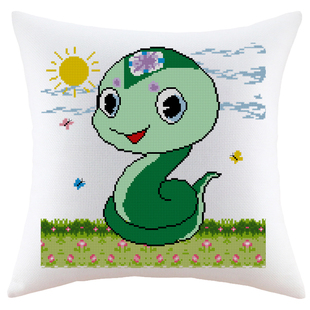 治愈系十字绣刺绣抱枕卡通动漫十二生肖吉祥蛇沙发汽车靠垫自己绣