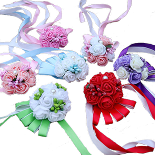 婚礼用品结婚婚庆创意舞蹈新娘伴娘姐妹团手花姊妹珍珠手环手腕花