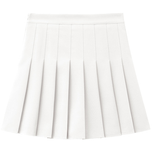 米白百褶裙女秋冬裙2026新款高腰a字显瘦jk短裙小个子毛呢半身裙