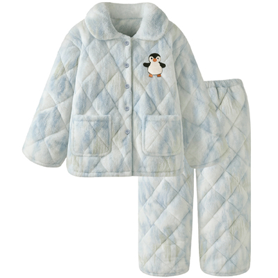 睡衣秋冬款女三层夹棉加厚家居服