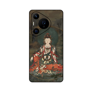 法海寺水月观音 高级皮革浮雕壁画风适用华为Pura80手机壳p70pro保护套华为p50pro佛系镜头全包壳防摔p60pro