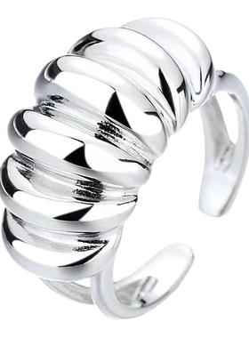 韩国重工S925纯银几何戒指女ins风小众设计高级感轻奢时尚食指环