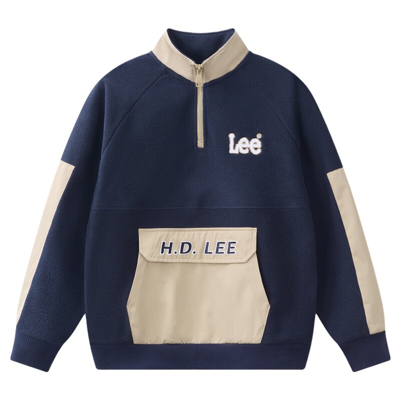 Leekids加绒立领半拉链卫衣