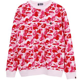 BAPE女装春夏猿人LOGO刺绣徽章迷彩印花长袖圆领卫衣213510E