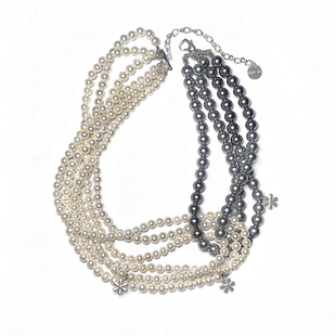 花筏NOTJUSTHIM《贝加尔湖畔》银白撞色多层珍珠项链优雅重工百搭