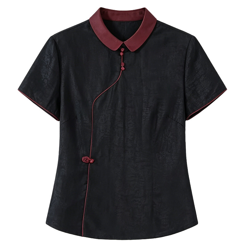 雅颂品牌香云纱上衣桑蚕丝年轻款2026新款短袖真丝桑蚕丝妈妈小衫