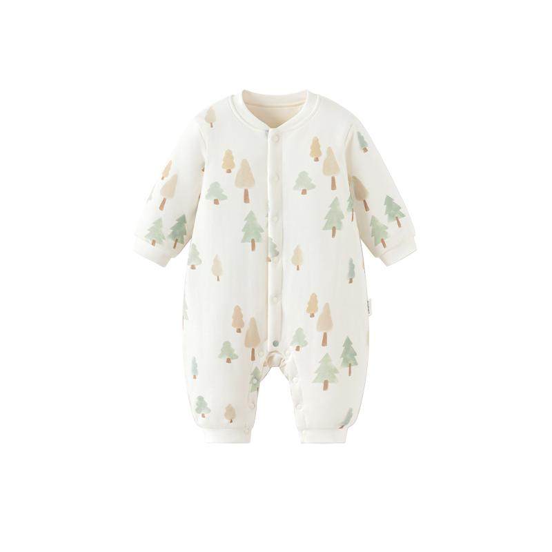 babylove婴儿连体衣秋冬季夹棉哈衣爬服男女宝宝保暖棉服层林尽染