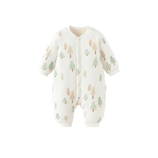 babylove婴儿连体衣秋冬季夹棉哈衣爬服男女宝宝保暖棉服层林尽染