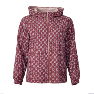 贝特如春季中老年女装酒红连帽外套时尚淑女风衣显气质妈妈装EF