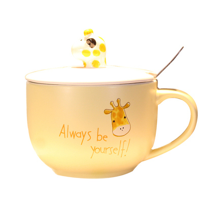 马克杯带盖勺大容量麦片碗大肚