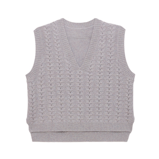 新疆天山羊绒GTS大V领马甲 LB07T0481G【秋枫叙事】纯色绞花纯绒