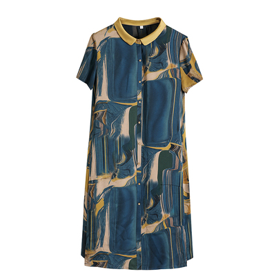 中老年夏装桑蚕丝连衣裙妈妈真丝