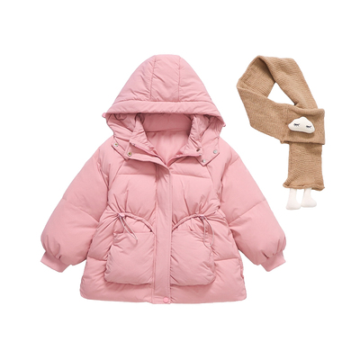女童羽绒服2025新款冬季儿童冬装洋气轻薄粉色宝宝秋冬中长款