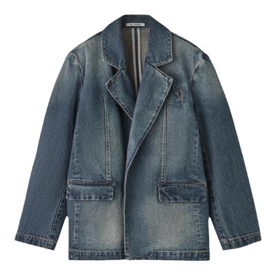 sly摇滚丹宁风水洗复古牛仔外套