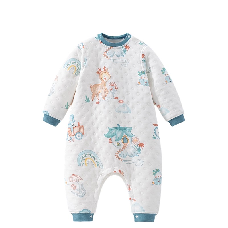 贝肽斯儿童睡衣秋冬款宝宝夹棉恒温加厚男童女童家居服连体衣套装