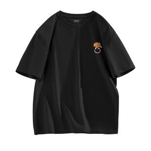班尼路男士纯棉上衣夏季新款黑色微笑帽短袖t恤重磅潮流男款体恤A