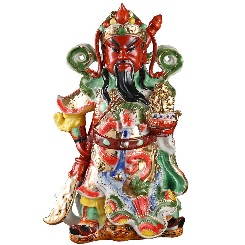 陶瓷关公武财神招财佛像供奉关二爷家居店铺镇宅保平安工艺品摆件
