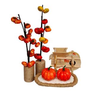 餐桌中间造景微景观创意五谷丰登大圆桌转盘摆件花盆丰收节装饰