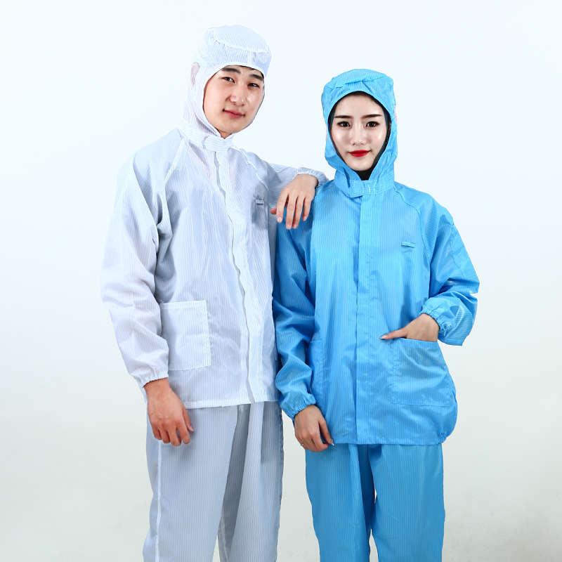 防尘服连帽分体连体静电衣服无尘喷漆防护食品厂工作男女蓝色白色