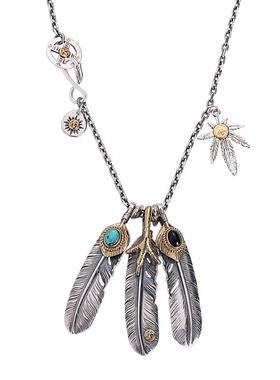 高桥吾郎925银绿松石羽毛太角链