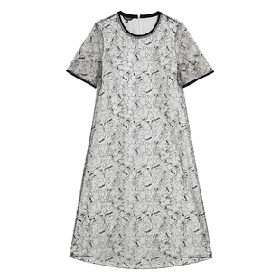 YINER音儿专选2025春季法式玫瑰蕾丝肌理优雅H型连衣裙