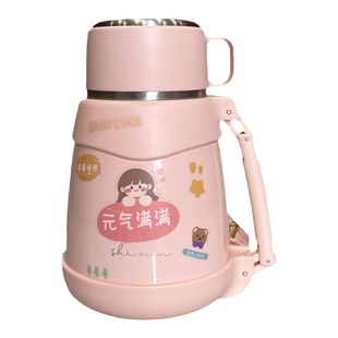 大肚保温杯女生高颜值大容量带杯盖316不锈钢保温壶学生ins风水杯