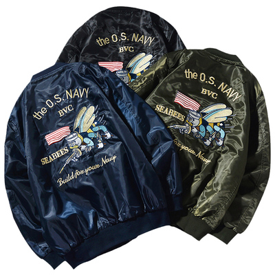 潮牌空军飞行员情侣夹克横须贺仙鹤MA1刺绣棒球服男女薄款外套qlz