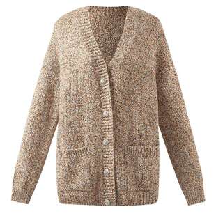 首降5折|歌莉娅针织开衫女装秋季新款设计感小众花纱V领外套