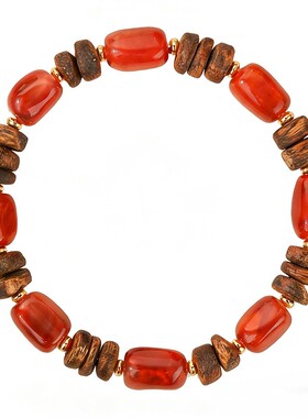 山川心语奇楠沉香南红补木火手链