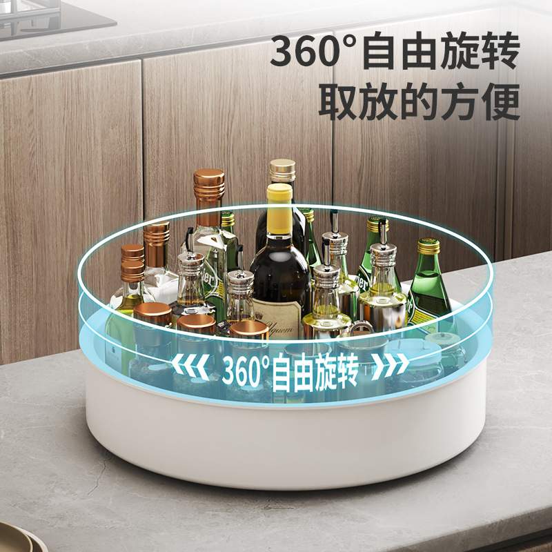 新品 厨房旋转式置物架调料用品盒家用橱柜多功能桌面台面收纳盘