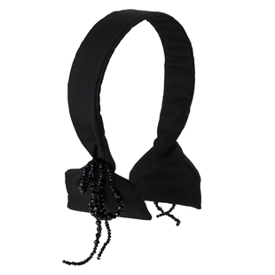 Mibeco怀瑾握瑜精致流苏发带式发箍高端黑色水钻飘带头饰缎面头箍