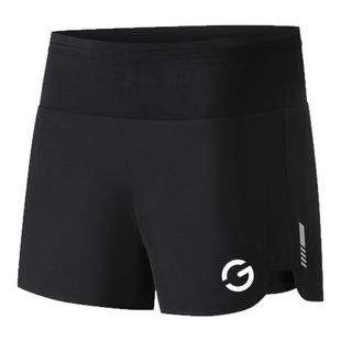 跑步短裤男女马拉松运动速干三分裤篮球健身防走光假两件后腰口袋