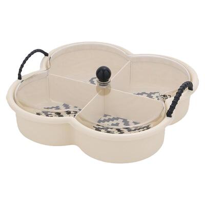 森柠PET奶油风带盖分格水果盒