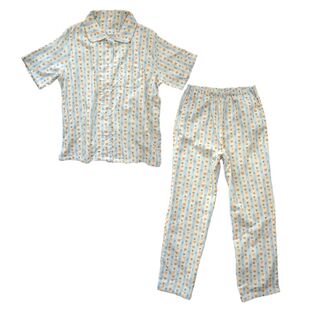 A类100%纯棉卡通春秋双层纱布家居服套装短袖长裤棉纱睡衣女